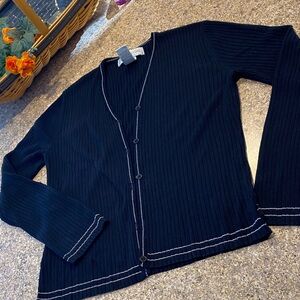 Jones New York Button Sweater Ribbed FLAWS(MISSING BUTTON) S/CH Navy Blue?Black?